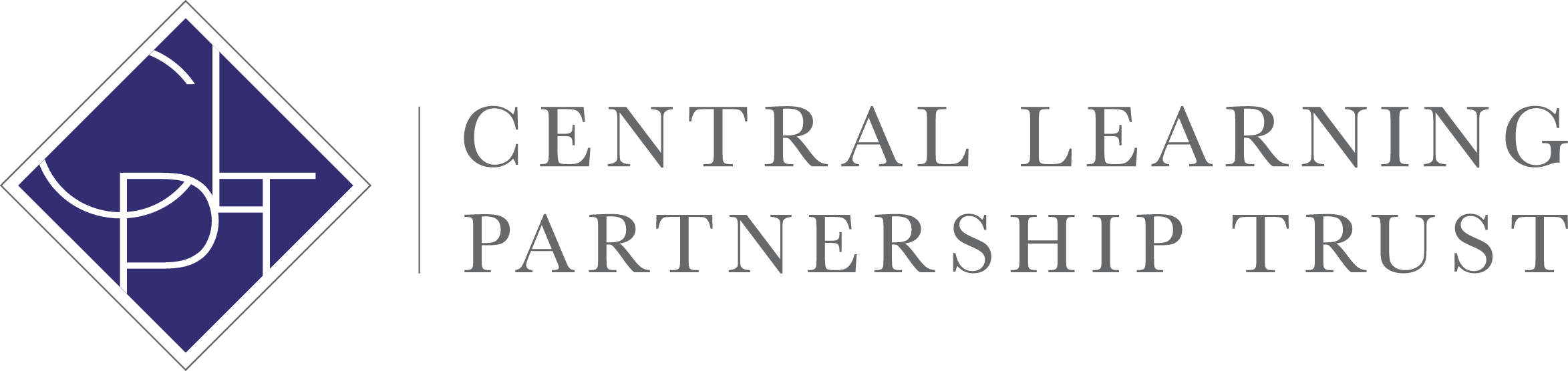 The letters CLPT arranged geometrically, overlapping a diamond